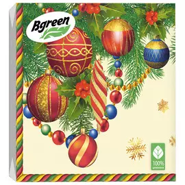 Салфетка декоративная Bgreen ёлочные украшения 3х-слойная 10шт/уп