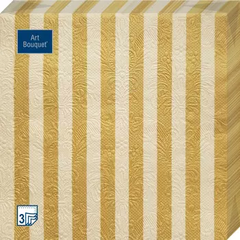 Салфетки Art bouquet бумажные золото на бежевом 33х33 3сл 16шт