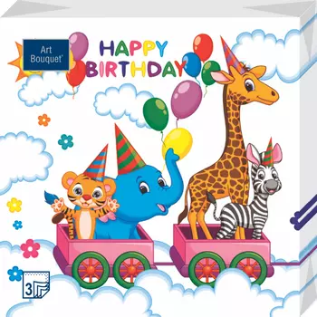 Салфетки Art bouquet бумажные зоопарк 33х33 3сл 20шт