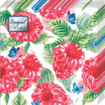 Салфетки Bouquet de luxe бумажные малинка 24х24 3сл 25л