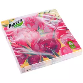 Салфетки Bulgaree green Пионы трехслойные 33х33 20 шт