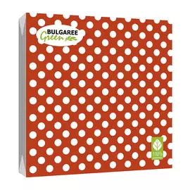 Салфетки бумажные Bulgaree Green Горох на красном трехслойные 33x33 см 20 шт