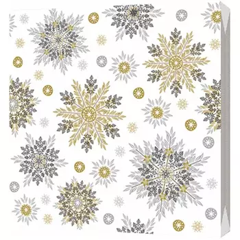 Салфетки бумажные Bulgaree green снежинки золотисто-серебристые, 3 слоя, 33x33см, 20 штук