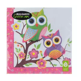 Салфетки бумажные Bulgaree Green Совы трехслойные 33х33 см 20 шт