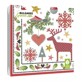 Салфетки бумажные Bulgaree Green Зимние фантазии трехслойные 33x33 см 20 шт