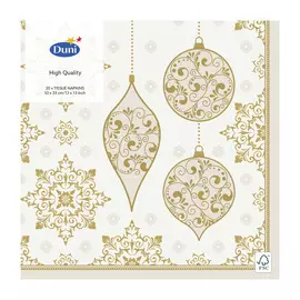 Салфетки бумажные Duni X-MAS DECO CREAM трехслойные 33x33 см 20 шт