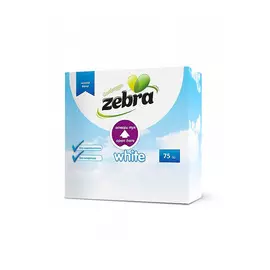 Салфетки бумажные Zebra 33х33 1 слой белые 75шт