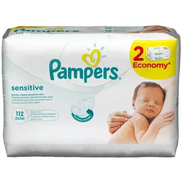 Салфетки детские увлажняющие sensitive 2х56шт Pampers