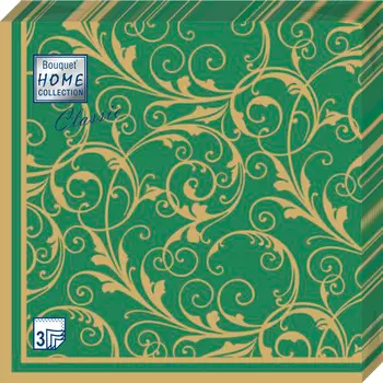 Салфетки Home collect classic бумажные очарование на зеленом 3сл 20л
