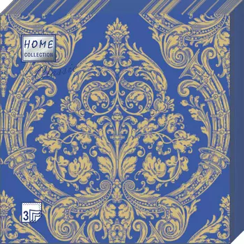Салфетки Home collect classic бумажные золото на синем 3сл 20л
