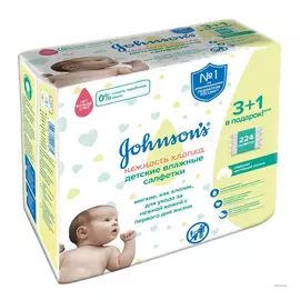 Салфетки Johnson's Baby Нежность хлопка влажные детские 224 шт