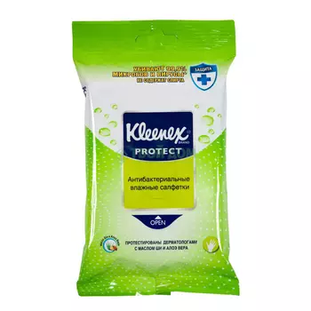 Салфетки влажные Kleenex Protect антибактериальные 10 шт.(9450211)