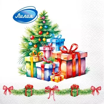 Салфетки Лилия новогодние подарки 33х33 см 2сл 20л