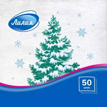 Салфетки Лилия с рисунком лесная красавица 24х24 см 1сл 50л