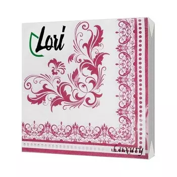 Салфетки Lori Luxury красные 3х-слойные 33х33 см, 16 шт