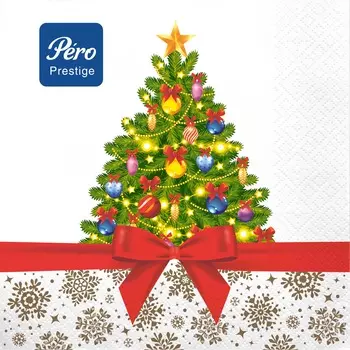Салфетки Pero Prestige Праздничная ель 3 сл 20 л 33х33 см