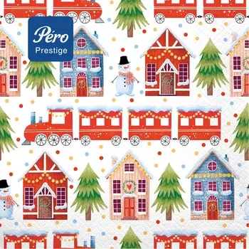 Салфетки Pero Prestige Снежный город 3 сл 20 л 33х33 см