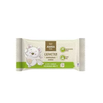Салфетки влажные Amra Детские Хлопковые 20 шт