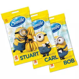 Салфетки влажные Smile Minion универсальные (3 дизайна) 15 шт
