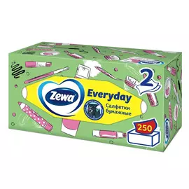 Салфетки бумажные в коробке Zewa Everyday, 2 слоя, 250 шт