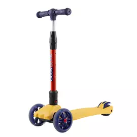 Самокат Трехколесный Складной Maxiscoo Junior Delux со Светящимися Колесами, Желтый