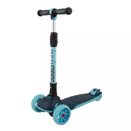 Самокат Трехколесный Складной Maxiscoo Junior Plus со Светящимися Колесами, Индиго