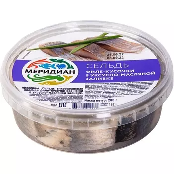 Сельдь Меридиан филе-кусочки в уксусно-масляной заливке 280 г