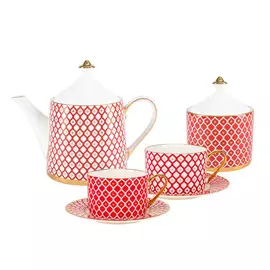 Сервиз чайный ИФЗ Идиллия Скарлет 10 предметов на 4 персоны 0,78 л; 0,25 л