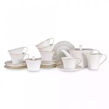 Сервиз чайный Narumi Золотая паутина на 6 персон 21 предмет, фарфор костяной