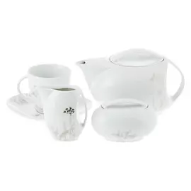 Сервиз чайный Thun 1794 Лоос цветочные мотивы платина 9 предметов 6 персон