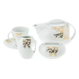 Сервиз чайный Thun 1794 Лоос цветочные мотивы золото 9 предметов 6 персон