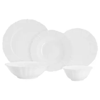 Сервиз обеденный Anna Lafarg Emily Lotus white 6 персон, 21 предмет