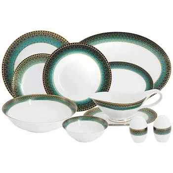 Сервиз обеденный Anna Lafarg Midori Бухара зеленый 27 предметов 6 персон