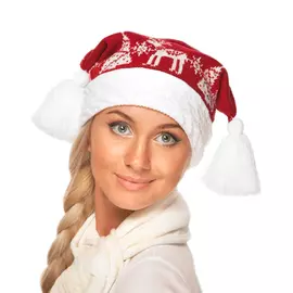Шапка новогодняя красная Сиринга-стиль размер 56-58