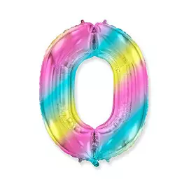 Шар-цифра Flex Metal 0 радужный металлик