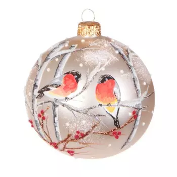 Шар елочный Irena снегири в роще 10 см