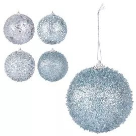 Шар на елку Koopman NY 8 см с бисером голубой в ассортименте