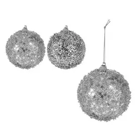 Шар на елку Koopman NY 8 см с бисером серебро в ассортименте