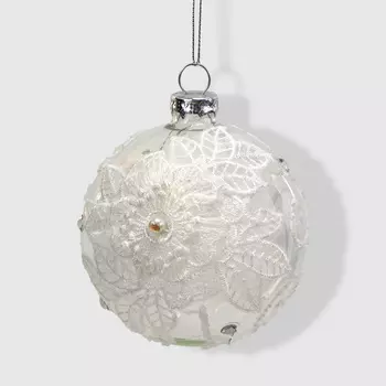 Шар новогодний Baoying yiwen белый декор на елку 8 см