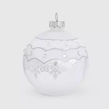 Шар новогодний Baoying yiwen на елку белый 8 см