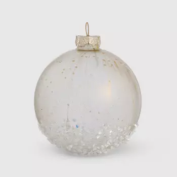 Шар новогодний Baoying yiwen на елку белый золотистый 8 см