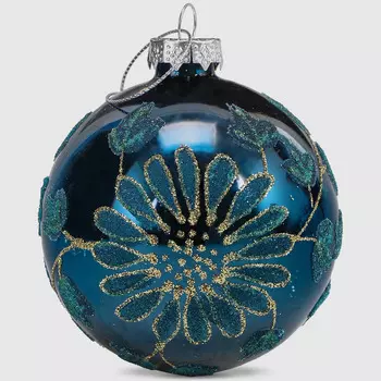 Шар новогодний Baoying yiwen на елку черный синий 8 см