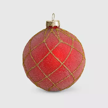 Шар новогодний Baoying yiwen на елку красный золото 8 см