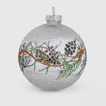 Шар новогодний Baoying yiwen на елку листья шишки 8 см