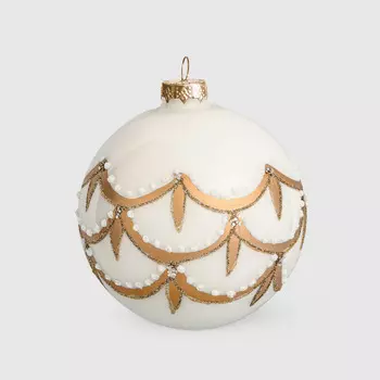 Шар новогодний Baoying yiwen на елку серебро золото 8 см