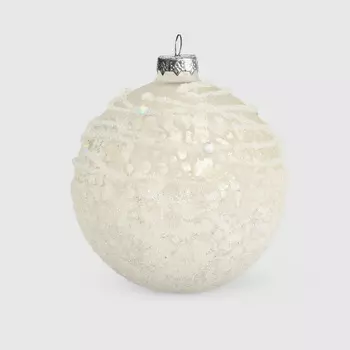 Шар новогодний Baoying yiwen на елку серый 8 см