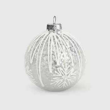 Шар новогодний Baoying yiwen на елку серый белый 8 см