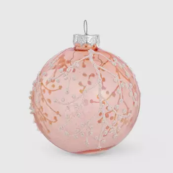 Шар новогодний Baoying yiwen на елку ветки розовый 8 см