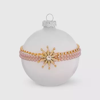 Шар новогодний Baoying yiwen на елку звезда белый 8 см