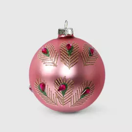 Шар новогодний Baoying yiwen перья на елку 8 см